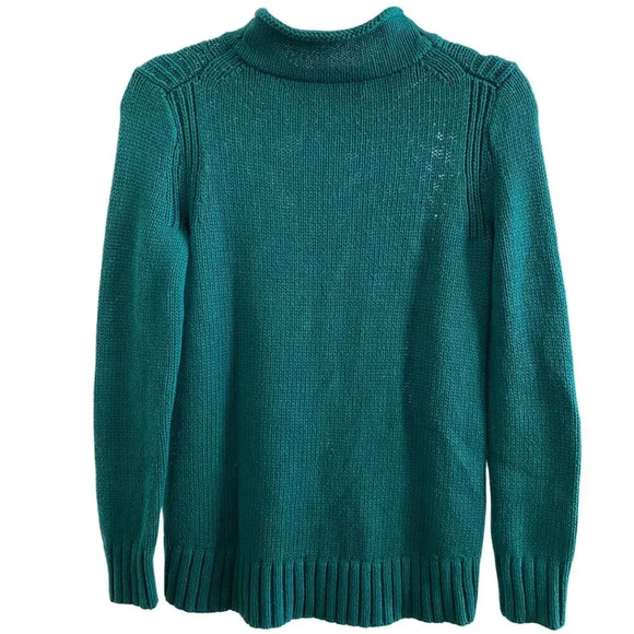 J. Crew Always Roll Neck 1988 Knit Cotton Pullover Sweater Spicy Jade Green XS - Picture 4 of 9